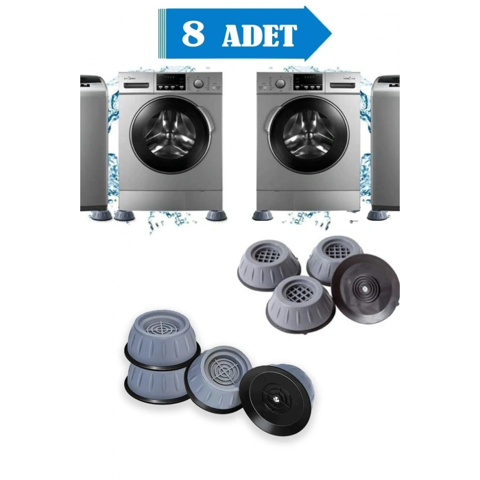 Beyaz Eşya Ayağı 8 Adet Vantuzlu Çamaşır Makinesi Buzdolabı Kaydırmaz Ses Önleyici Ayak Kulp