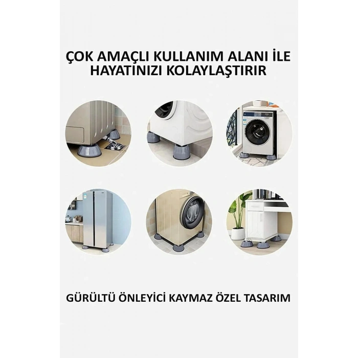 Beyaz Eşya Ayağı 8 Adet Vantuzlu Çamaşır Makinesi Buzdolabı Kaydırmaz Ses Önleyici Ayak Kulp