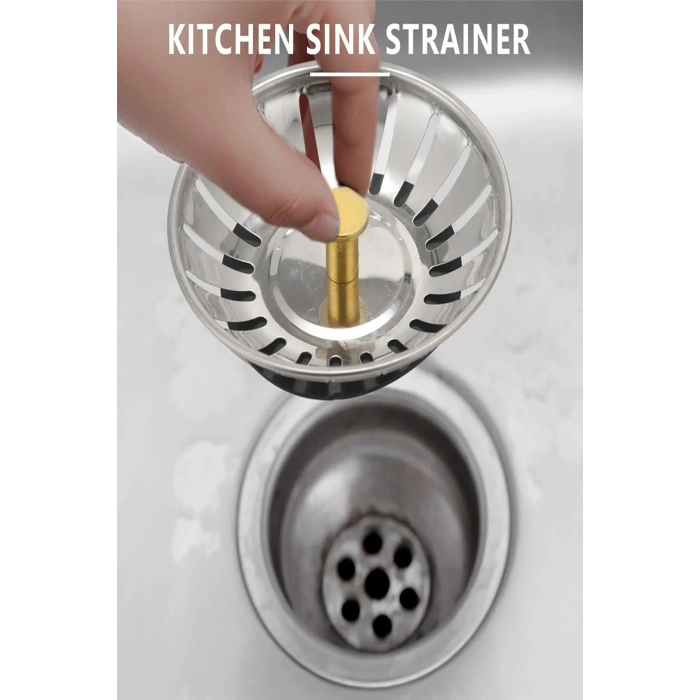 Paslanmaz Çelik Süzgeç Lavabo Evye Filtre Mutfak Gider Süzgeci Ve Tıkacı Çift Yönlü (8 CM)