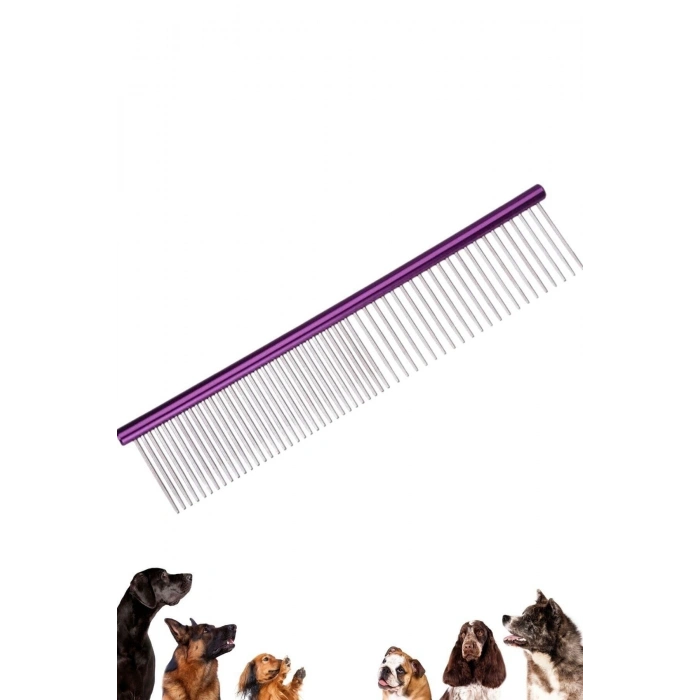 Gri Parlak Metal Köpek Tarağı Renkli Pet Köpek Pire Tımar Tarağı Köpek Tüyü Tarama