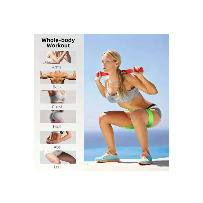 5 Adet TPE Fitness Direnç Bant Seti - Kalça, Bacak, Pilates ve Güç Antrenmanı