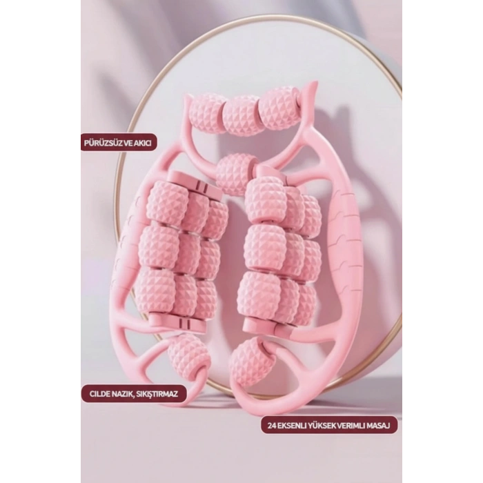 24 Tekerlekli Bacak Incelten Sıkılaştıran Masaj Aleti(PEMBE)
