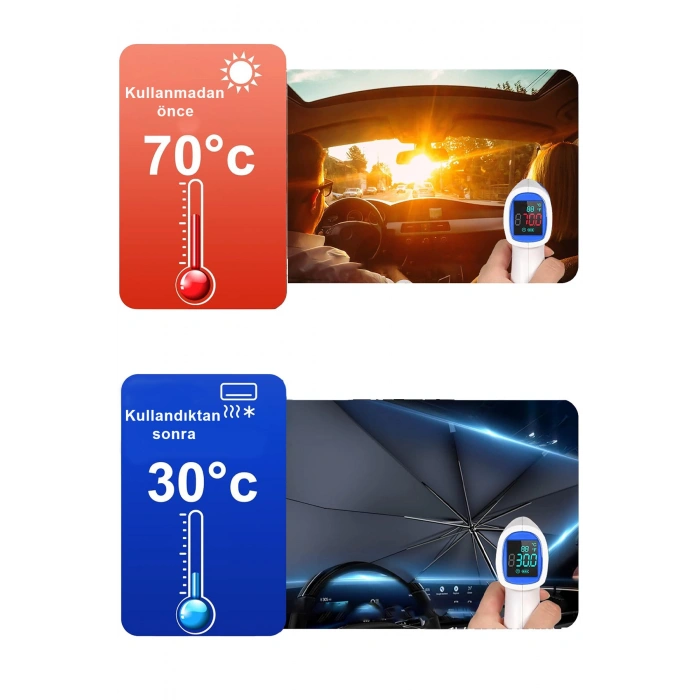 Oto Ön Cam Şemsiyeli Güneşlik Araba Camı Araç İçi Güneşliği Renault Clio Megane Symbol Gölgelik