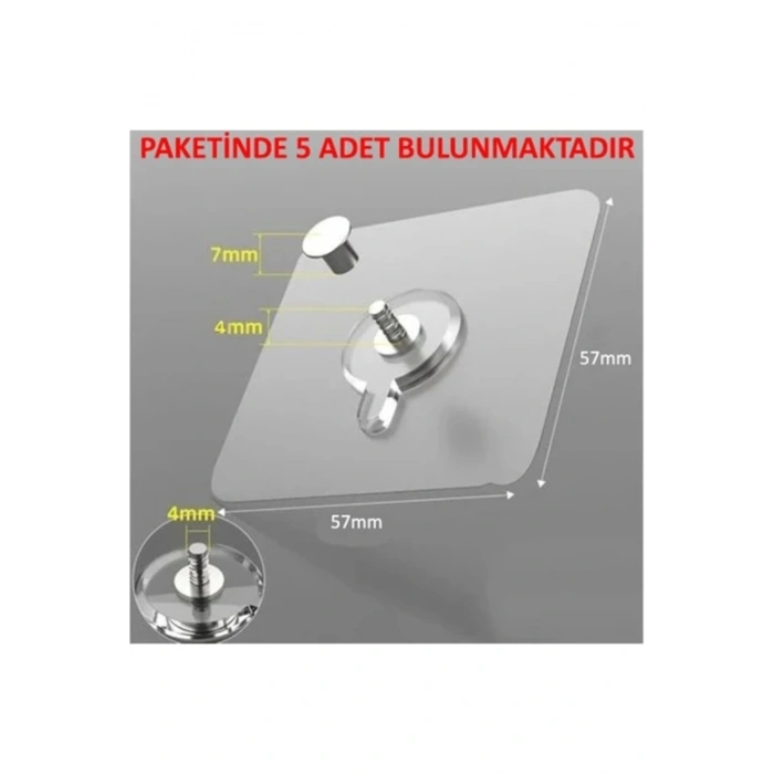 SÜPER GÜÇLÜ ÇERÇEVE ASKISI PİN DELGİSİZ VİDALI TIRNAK KANCA YAPIŞKANLI RAF TUTUCU ASKI 5 Lİ