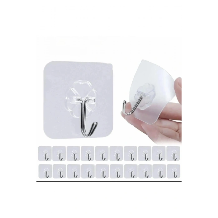 30 Adet Kapı Duvar Askısı, Kendinden Yapışkanlı Şeffaf Askı, Güçlü Kapı Askısı, 6X6cm