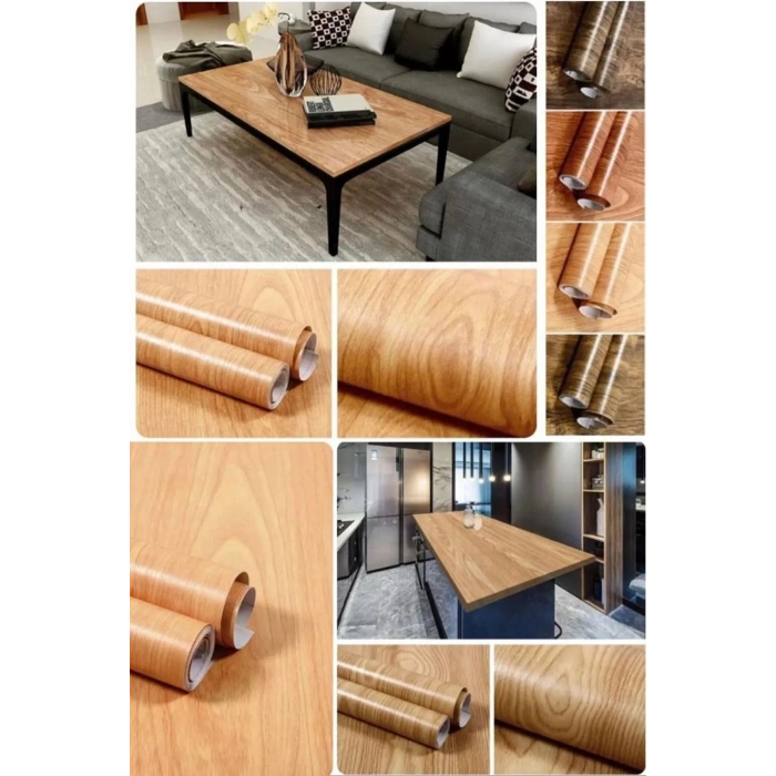 Ahşap Görünümlü Yapışkanlı Folyo Mobilya Yenileme Kağıdı 500x60cm Mobilya Yenileme Tezgah Dolaplar