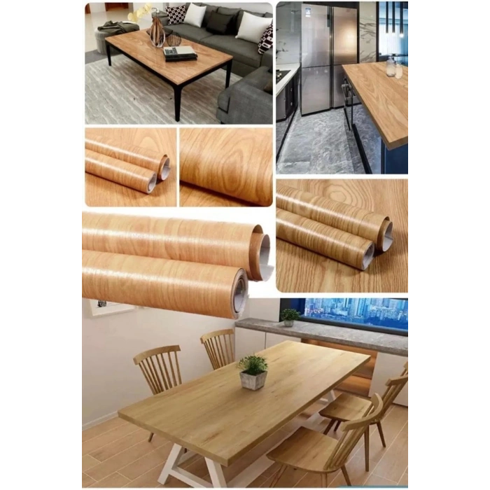 Ahşap Görünümlü Yapışkanlı Folyo Mobilya Yenileme Kağıdı 500x60cm Mobilya Yenileme Tezgah Dolaplar