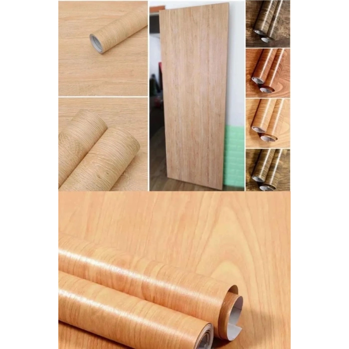 Ahşap Görünümlü Yapışkanlı Folyo Mobilya Yenileme Kağıdı 500x60cm Mobilya Yenileme Tezgah Dolaplar