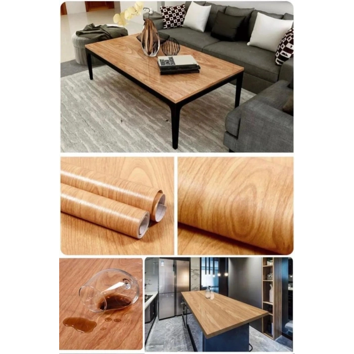 Ahşap Görünümlü Yapışkanlı Folyo Mobilya Yenileme Kağıdı 500x60cm Mobilya Yenileme Tezgah Dolaplar