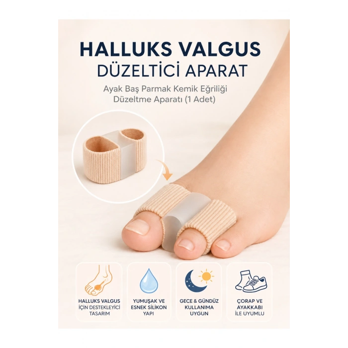 Ayak Baş Parmak Kemik Eğriliği Düzeltici Halluks Valgus Parmak Koruyucu Silikon Gece Gündüz Aparat L