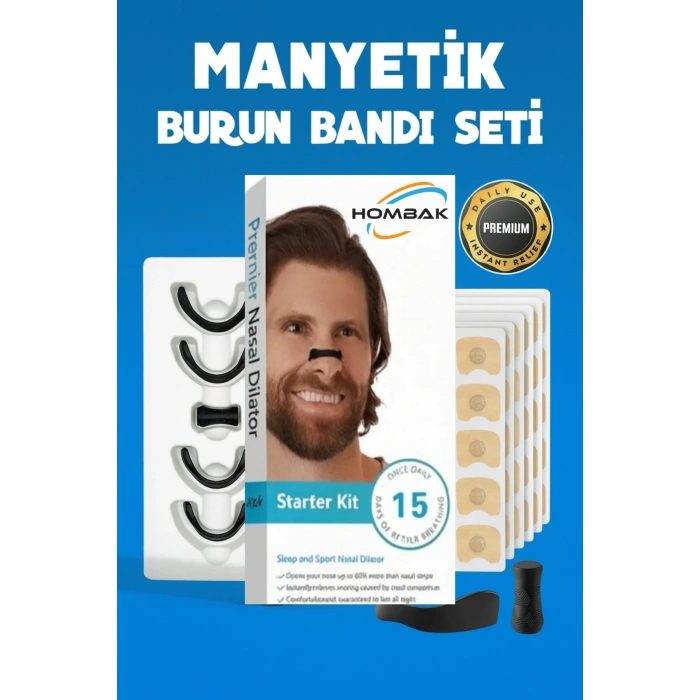 Horlama Önlemeye Yardımcı Mıknatıslı Burun Dilatörü 4lü Set - Siyah-15 Li