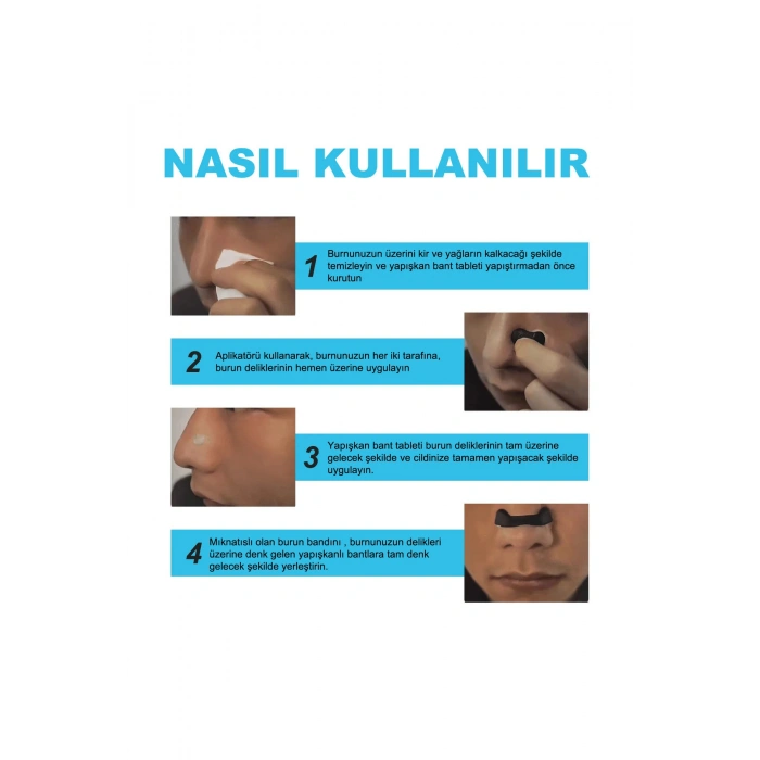 Horlama Önlemeye Yardımcı Mıknatıslı Burun Dilatörü 4lü Set - Siyah-15 Li