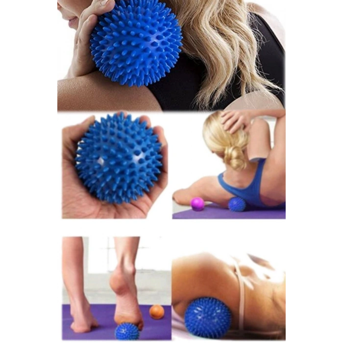 Profesyonel Fitness Cardio Pilates Büyük Boy 8 Cm Dikenli Kas Duyu Uyarıcı Masaj Topu Spor Set