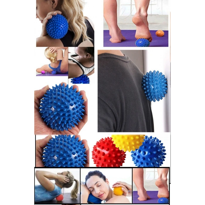 Profesyonel Fitness Cardio Pilates Büyük Boy 8 Cm Dikenli Kas Duyu Uyarıcı Masaj Topu Spor Set