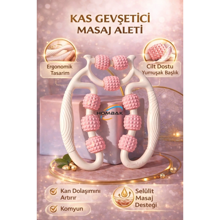 Kas Gevşetici Masaj Aleti 9 Tekerlekli Ayarlanabilir Lenf Drenaj Rulosu Bacak Kol Selülit