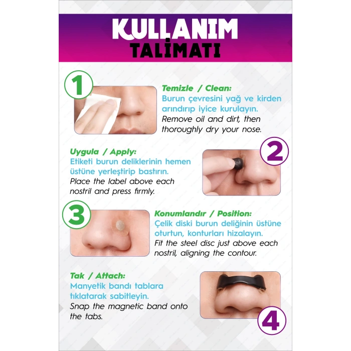 Horlama Önleyici Mıknatıslı Burun Bandı 30lu Set, Premium Horlama Azaltıcı Estetik Siyah Dilatör