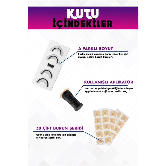 Horlama Önleyici Mıknatıslı Burun Bandı 30lu Set, Premium Horlama Azaltıcı Estetik Siyah Dilatör
