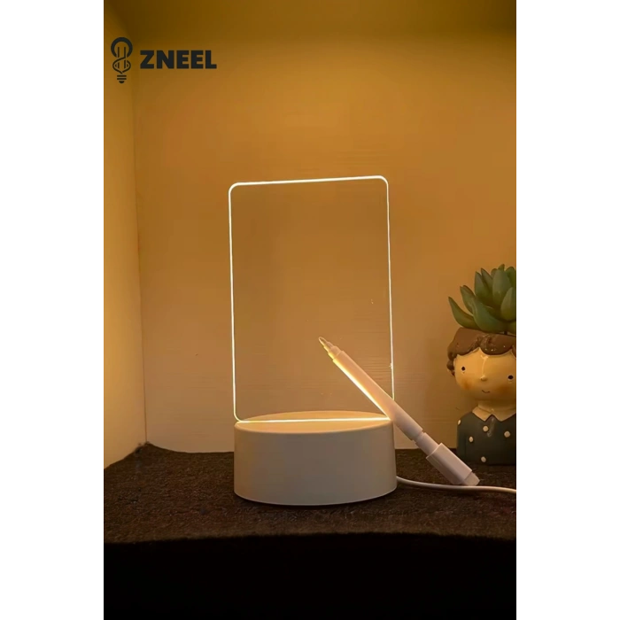 Neon Etkili LED Yazı Tahtalı Gece Lambası – 5V, 5 LED, Silgili Not Panosu