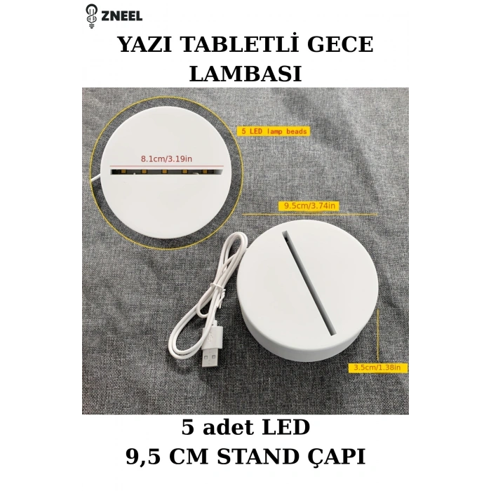 Neon Etkili LED Yazı Tahtalı Gece Lambası – 5V, 5 LED, Silgili Not Panosu
