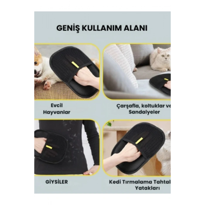 Vetrisil Çift Taraflı Statik Kedi Köpek Tüy Temizleme Eldiveni Giysiler Mobilyalar Halılar İçin