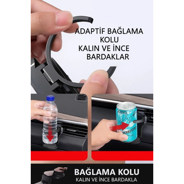 2 Adet Katlanabilir Araç Içi Havalandırma Tipi Bardak Uyumlu Tutucu – Katlanabilir Ve Kaymaz Tabanlı