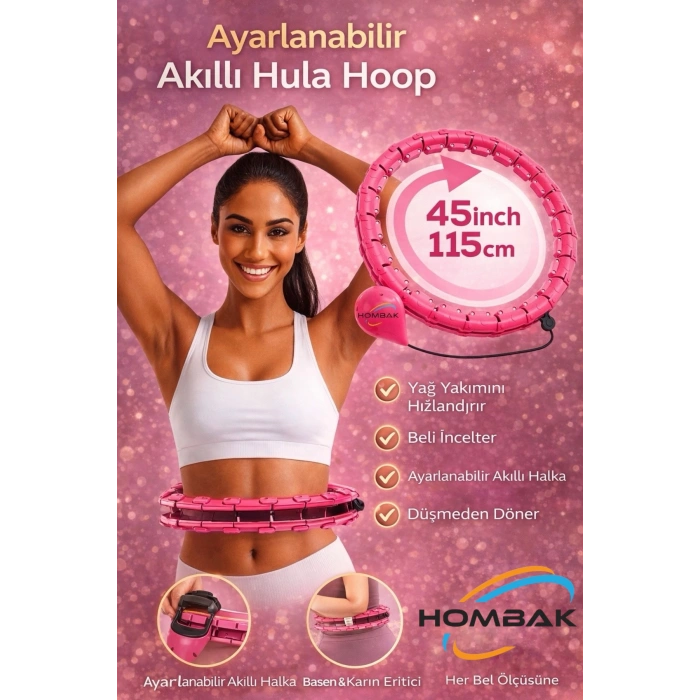 HulaHoop Bel Bölgesi Ayarlanabilir Akıllı Bel İnceltme Egzersiz Çemberi