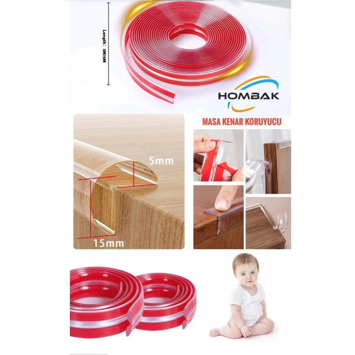 3M İki Yönlü Masa Kenar Koruyucu Şerit Masa Köşe Aparatı Bebek Çocuk Cam Ahşap Masa