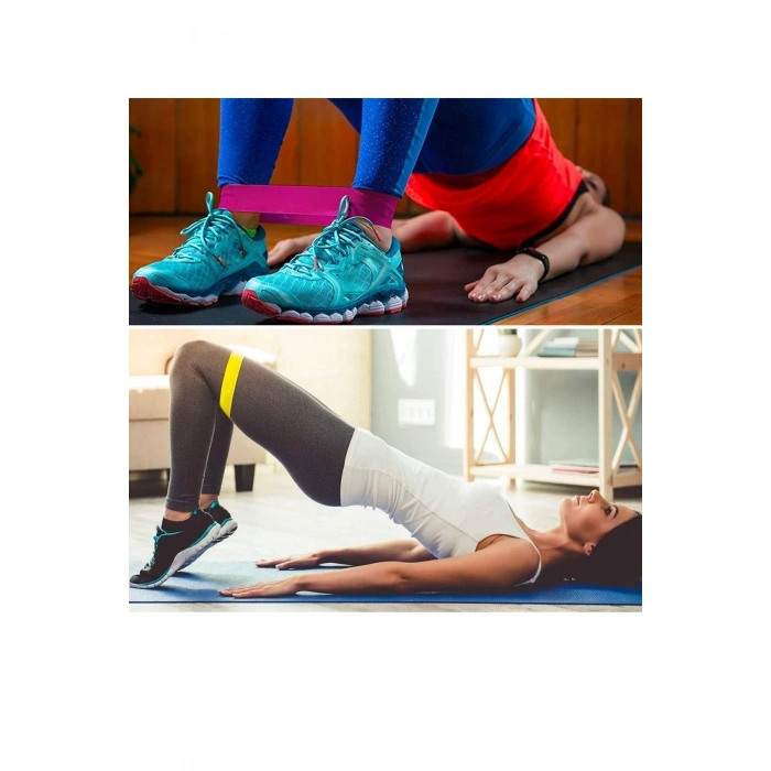 5li Farklı Renk ve Direnç Seviyeli Pilates Crossfit Bant Seti