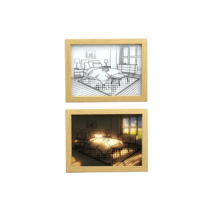 3D Aydınlatmalı Dekoratif Çerçeve - Akıllı Işık Kontrollü Gece Lambası