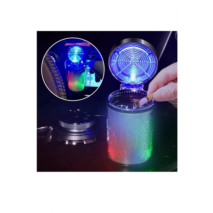 Oto İçin Renkli LED Küllük Kapaklı, Işıklı Tasarım
