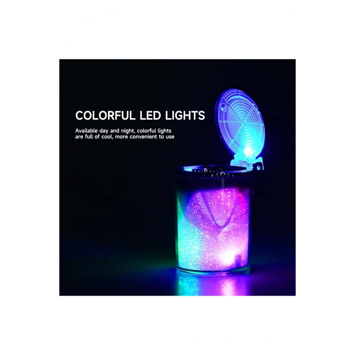 Oto İçin Renkli LED Küllük Kapaklı, Işıklı Tasarım