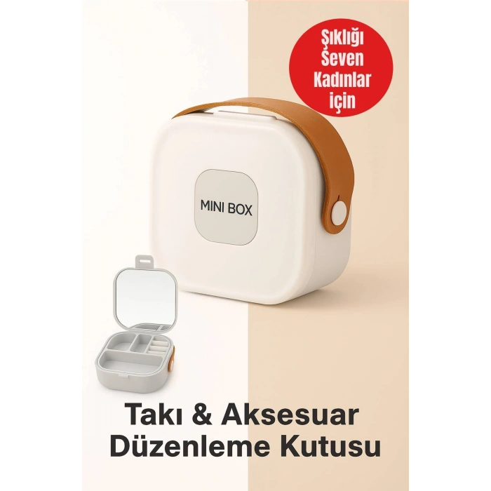 Mini Takı Kutusu 4 Bölmeli Seyahat Düzenleyici – Kolye, Küpe, Yüzük Saklama Kutusu Beyaz