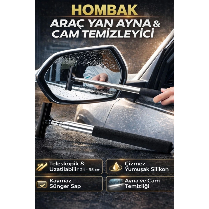 Uzayabilir (1m) Teleskopik Araba Cam Sileceği Yan Dikiz Aynası Çekeceği Araç Ayna Çekeceği