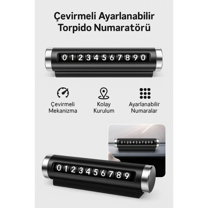 Çevirmeli Ayarlanabilir Telefon Numaratörü – Araç İçi Geçici Park İletişim Numarası Gösterici