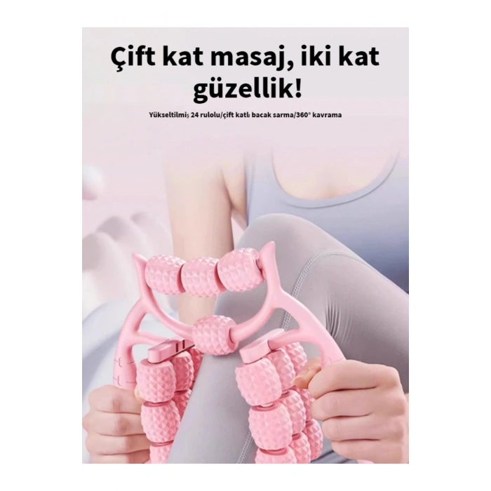 24 Tekerlekli Bacak Incelten Sıkılaştıran Masaj Aleti(PEMBE)
