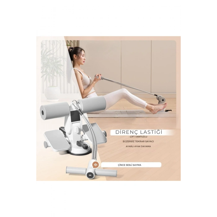 Çift Vantuzlu Sayaçlı Mekik Çekme Spor Aleti Karın Egzersizi Evde Spor Egzersiz Mekik Aleti