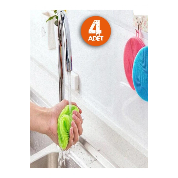 4 adet Silikon Bulaşık Yıkama Fırçası Tükenmeyen