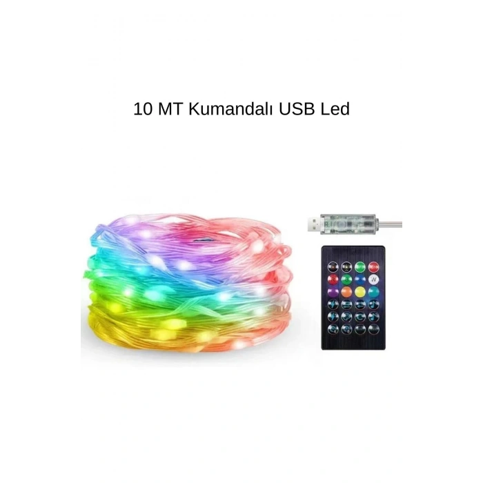 10 MT Uzaktan Kumandalı USB LED Işık – Çok Modlu Dekoratif Ortam Aydınlatmas