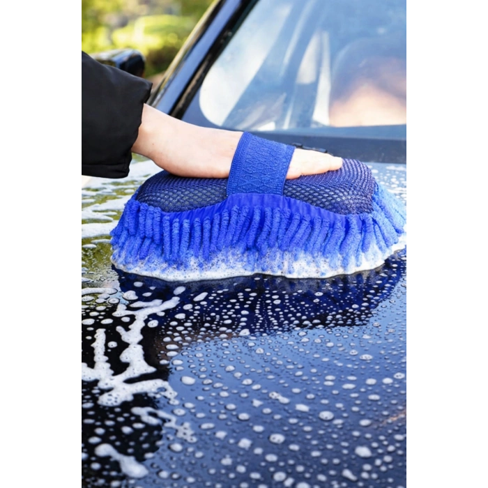Premium Mikrofiber Oto Yıkama & Cila Sünger Eldiveni – Çizmez, İz Bırakmaz Araç Temizlik Bezi