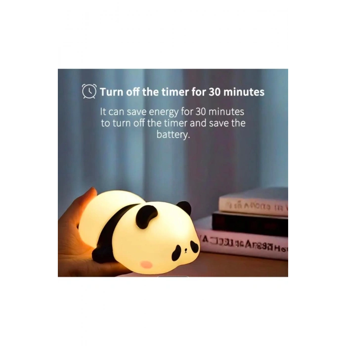 Sevimli Panda LED Gece Lambası, Şarj Edilebilir, Dokunmatik Kontrol, Masaüstü Dekoratif Lamba Hediye