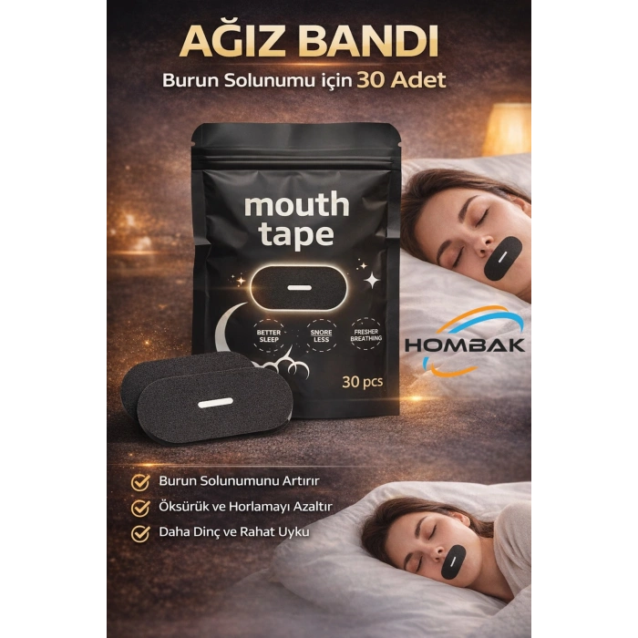 Horlama Önleyici Ağız Bandı 30 Adet, Premium Ağız Kapama Bandı (MOUTH TAPE), Ağız Uyku Bandı