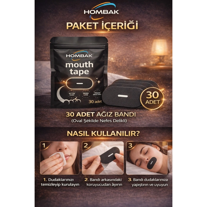 Horlama Önleyici Ağız Bandı 30 Adet, Premium Ağız Kapama Bandı (MOUTH TAPE), Ağız Uyku Bandı