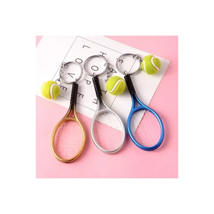 Gerçekçi Tenis Raketi Tasarımlı Şık Anahtarlık Kolye Çanta Süsü Tennis Keychain