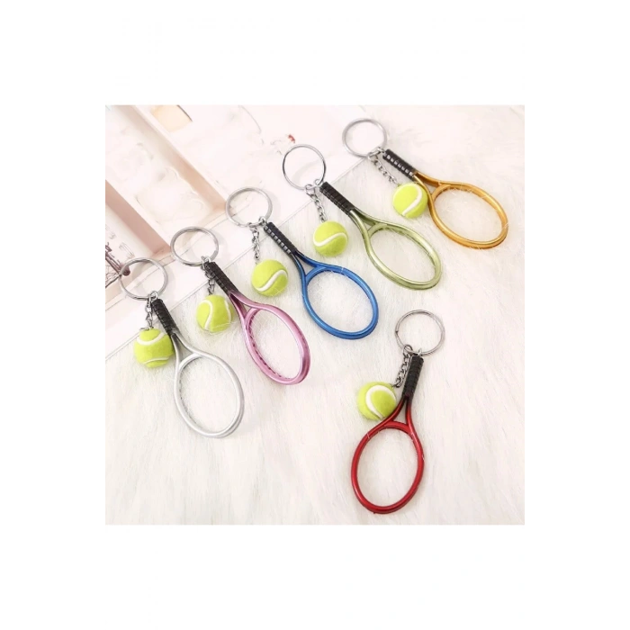 Gerçekçi Tenis Raketi Tasarımlı Şık Anahtarlık Kolye Çanta Süsü Tennis Keychain