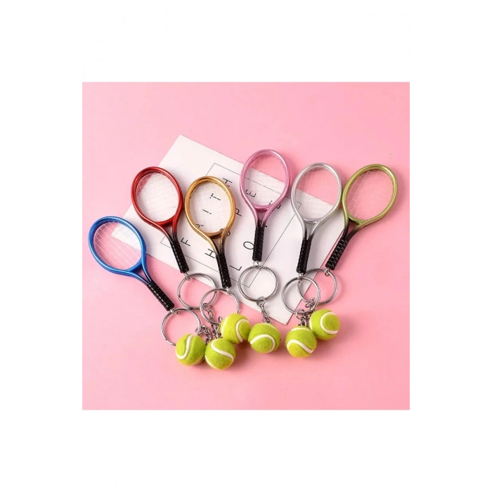 Gerçekçi Tenis Raketi Tasarımlı Şık Anahtarlık Kolye Çanta Süsü Tennis Keychain