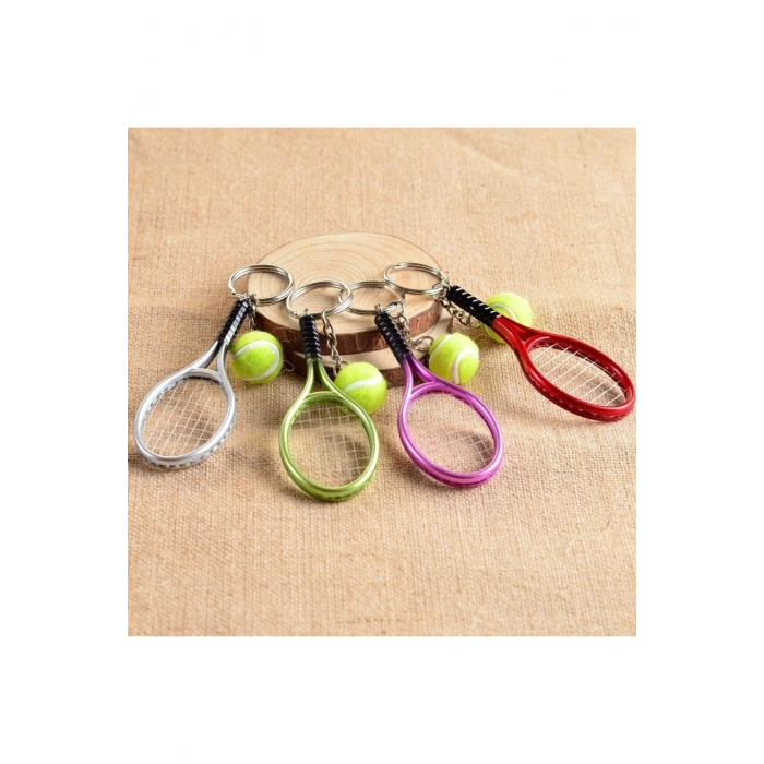 Gerçekçi Tenis Raketi Tasarımlı Şık Anahtarlık Kolye Çanta Süsü Tennis Keychain