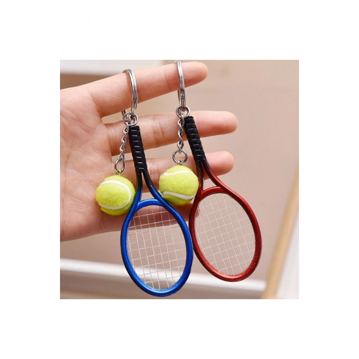 Gerçekçi Tenis Raketi Tasarımlı Şık Anahtarlık Kolye Çanta Süsü Tennis Keychain