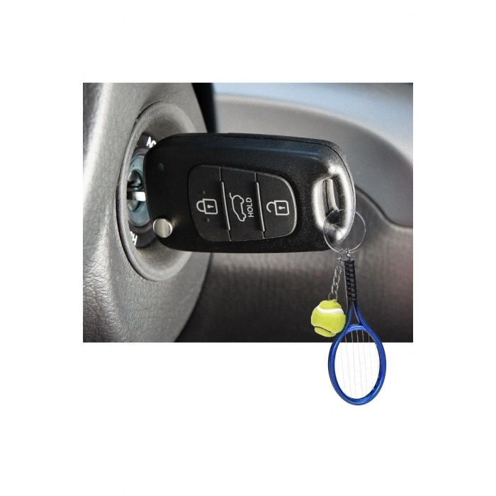 Gerçekçi Tenis Raketi Tasarımlı Şık Anahtarlık Kolye Çanta Süsü Tennis Keychain