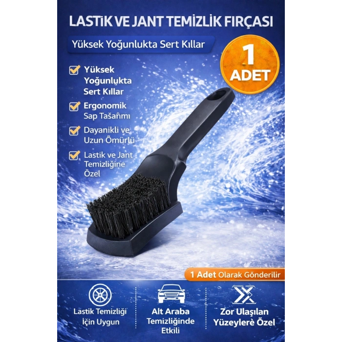 Oto Jant Temizleme Fırçası Zorlu Kirlerde Etkili Dayanıklı Kıl Yapılı Araç Jant Temizlik Fırçası