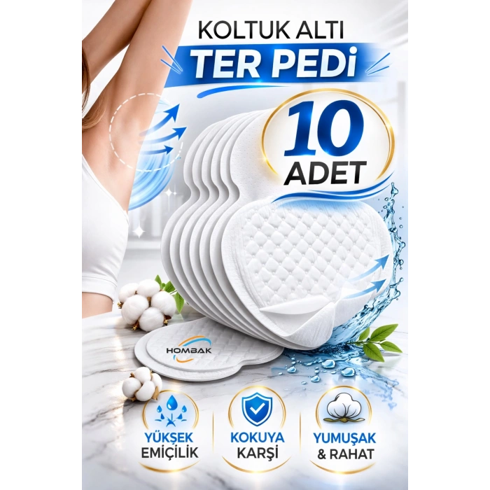 10 Adet Koltuk Altı Ter Pedi Ter Emici, Koku Yapmayan, Giysi Koruyucu Ter Önleyici Ped